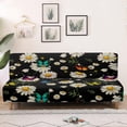 thumbnail image 4 of ZIATUBLES Futon Couch Cover Armless, Stretch Sofa Slipcover Dustproof Furniture Protector Elastic Non-Slip Washable for Sofa Bed, Living Room, Butterfly Daisy Print, 4 of 9
