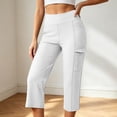 thumbnail image 2 of QTSHPN Womens Scrub Pants Sleek High Waist Cargo Style Stretchy Flex Capri with Flat Front for Summer Pants Women White L, 2 of 6