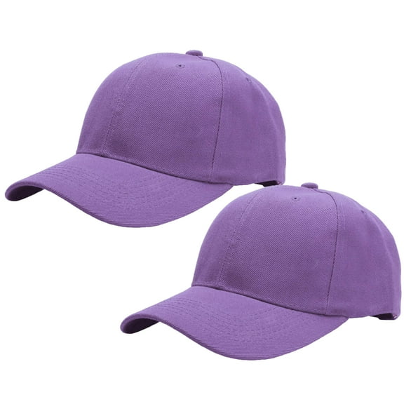 2-Pack Plain Baseball Cap for Men & Women Adjustable Size Outdoor Activities Lavender & Lavender