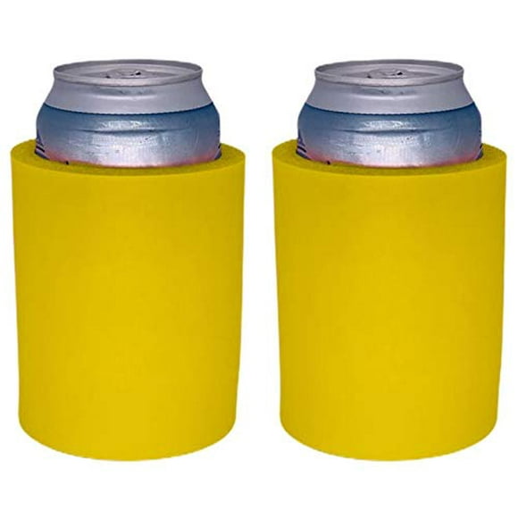 Enfriador de latas Old School de espuma gruesa en blanco (paquete de 2 amarillos)