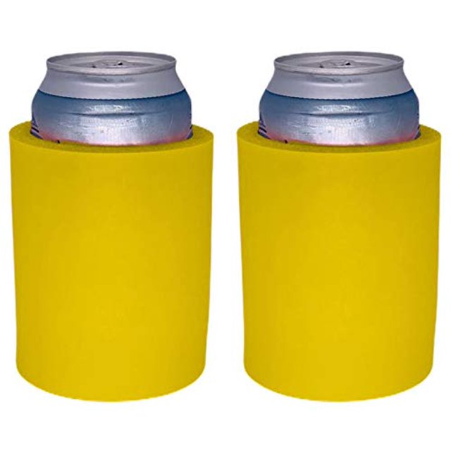 Enfriador de latas Old School de espuma gruesa en blanco (paquete de 2 amarillos)