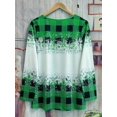 thumbnail image 5 of Plaid & Snowman Print Crew Neck T-Shirt, Casual Long Sleeve Top For Spring & Fall, Women's Clothing, 5 of 5