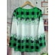 thumbnail image 5 of Plaid & Snowman Print Crew Neck T-Shirt, Casual Long Sleeve Top For Spring & Fall, Women's Clothing, 5 of 5