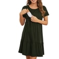 thumbnail image 2 of Biekopu Pregnant Women Dress, Solid Color Short Sleeve Round Neck Double Layer Breastfeeding Dress, 2 of 6