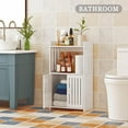 thumbnail image 6 of Bathroom Storage Cabinet, 3-Tier Small White Floor Cabinet Freestanding Organizer with Door for Living Room Hallway Small Space, 6 of 6