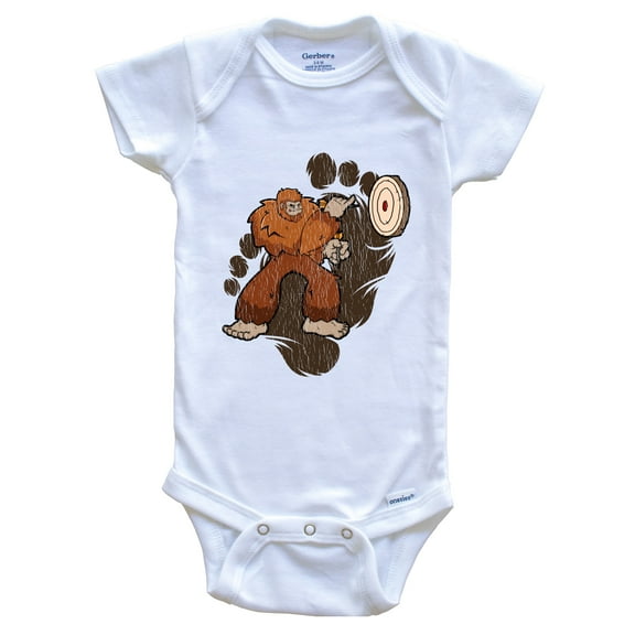 Bigfoot Darts Baby Bodysuit - Sasquatch Playing Darts Baby Bodysuit, 0-3 months white