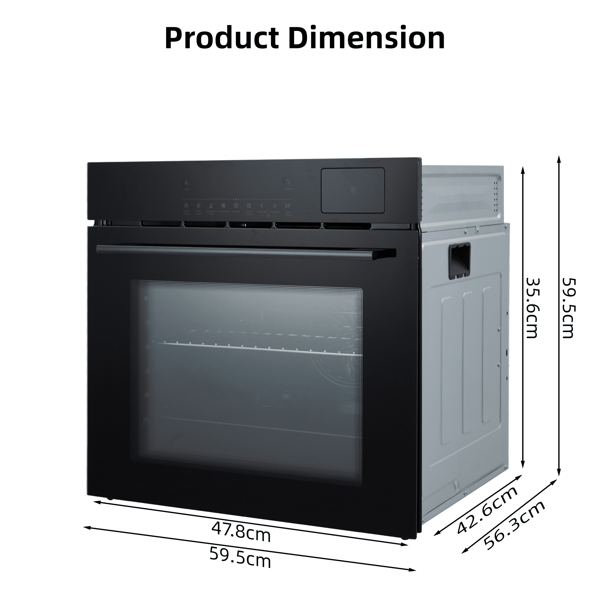 Garvee 24" Built-In Electric Wall Oven with Steam Bake & Air Fry 2.5 Cu.Ft Stainless Steel Single Oven Touch Control 240V 3000W