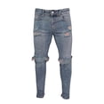 thumbnail image 2 of FYEGRE Mens Jeans Paint Street Fashion Men's Slim Fit Ripped High Jeans for Style Light blue L, 2 of 4