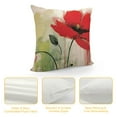 thumbnail image 4 of Nawypu  Flower Throw Pillow Cushion Cover, Red Poppy Flower Grungy Paint Brush Effect Beige Floral Design Digital Art Print, Decorative Square Accent Pillow Case, 4 of 5
