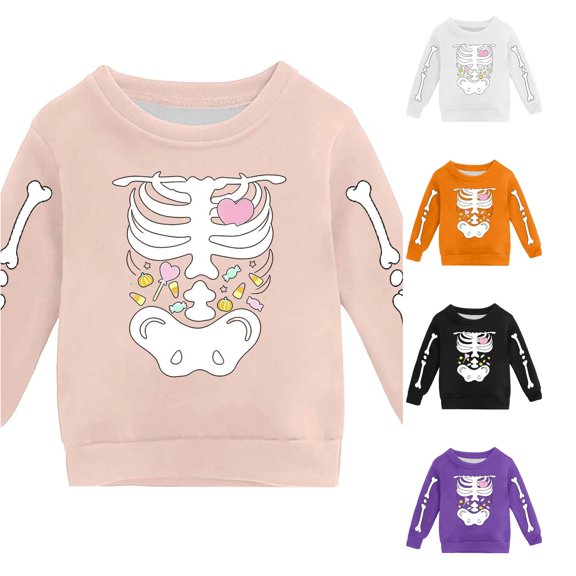 Boys Girls Print Pullover Hoodie Kids Crewneck Sweatshirt Cute Pumpkin Design Casual Halloween Costumes Boy