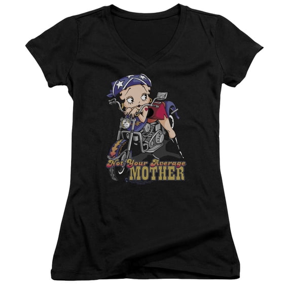 Betty Boop Not Your Average Mother Junior Women's T-Shirt V-Neck Black