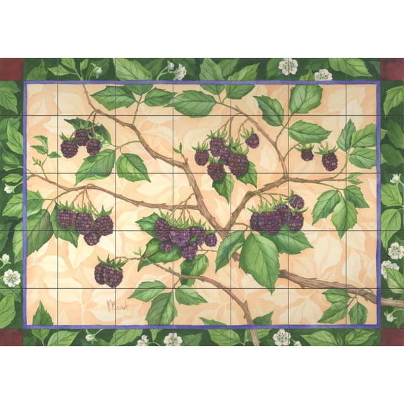 Tile Mural Kitchen Backsplash - Blackberries - by Paul Brent