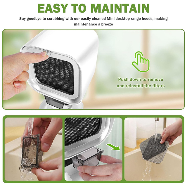 Portable Range Hood,2-Speed Retractable Kitchen Exhaust Fan US Plug