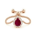 thumbnail image 2 of ANGARA Natural Pear-Shaped Ruby Halo Bolo Ring in 14K Rose Gold for Women (Size-6x4mm) | July Birthstone Jewelry for Her, 2 of 9