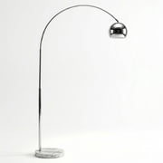 Brightech Olivia 75 in. Brushed Chrome Modern 1-Light LED Marble Base Floor Lamp with Chrome Metal Bowl Shade and Adjustable Head