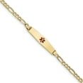 thumbnail image 1 of Bracelet Figaro Semi-Solide en Émail Rouge Forme Diamant Médical en Or Jaune 14K, 1 of 3