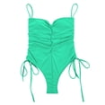 thumbnail image 2 of Sngxgn Printed Swimsuit for Women Crisscross Back Bathing Suit Modest Athletic Swimming Suit(Green,M), 2 of 7