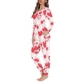 thumbnail image 2 of Renewold Daisy Red Heart Pajama Long Pants Matching Set of 2 Valentine's Day Nightwear Pullover Tops Relaxed Crew Neck Shirt for Women Breathable Home Life Sleep Wear Size XL, 2 of 4