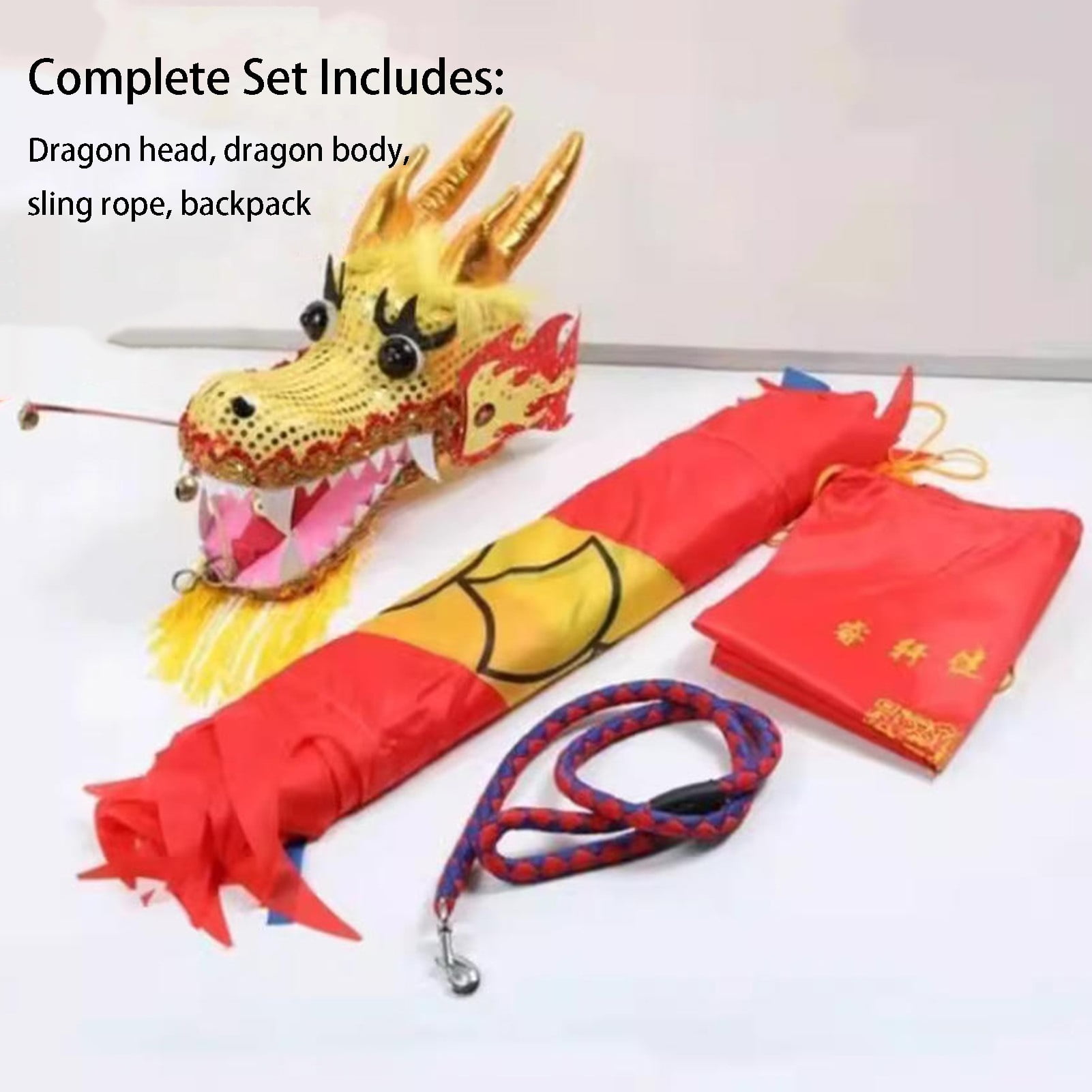 Dragon Poi with 3D Head,Washable Long Strip Square Dance Dragon Ribbon Dance Fitness Elderly Colored Silk Dragon Dance