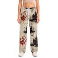 thumbnail image 5 of Zydvens Women Halloween Pajama Pants Wide Leg Lounge Wear with Pockets Soft Elastic Waist Drawstring Sleepwear Bottoms Bloody Handprint Red Moon Costume Cosplay S-3XL, 5 of 7
