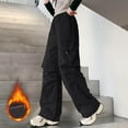 thumbnail image 2 of Pimfylm Girl Cargo Sweatpants Newborn Toddler Baby Girl Pants Ribbed Straight Flare Infant Girl Pants Bell Bottoms Black,Size for 13-14 Years, 2 of 5