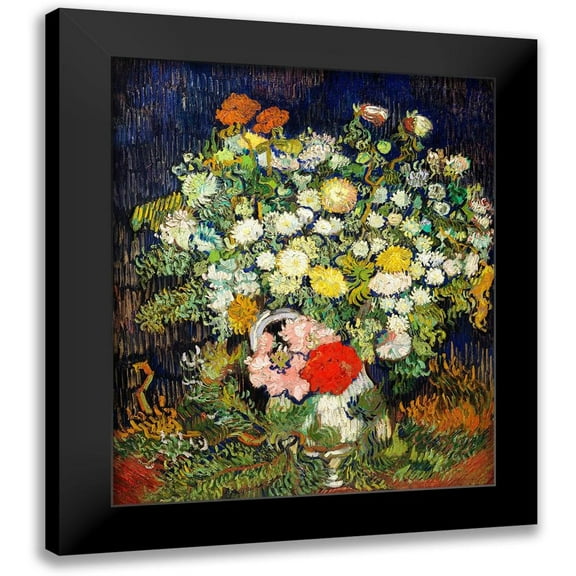 Van Gogh, Vincent 12x14 Black Modern Framed Museum Art Print Titled - Bouquet of Flowers in a Vase (1890)Â