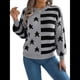 thumbnail image 3 of Suéter de Rayas con Hombros Caídos para Mujer, Suéter de Punto de Cuello Redondo Extragrande, Top Tipo Jersey. Gris L, 3 of 10