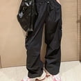 thumbnail image 5 of Girl's Casual Elastic Waist Cargo Pants Multi Pockets Lightweight Cotton Solid Color Streetwear School 7-14 Years, 5 of 9