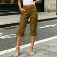thumbnail image 5 of LIaqionyy Womens Cargo Capris Pants Hiking Casual Solid Color Fashion Capri Trousers Cropped Pant with Pocket, 5 of 8