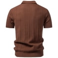 thumbnail image 4 of Mens Short Sleeve Knit Polo Shirts Jacquard Textured V Neck Casual Golf Shirt Stretch Summer Pullover Collared Sweater Old Money Clothes Size 2XL, 4 of 4