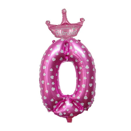 SHOPFIVE 32Inch Pink Blue Number Crown Foil Balloons 1 2 3 4 5 6 7 8 9 Years Old Baby Boys Girls Birthday Party Foil Balloon