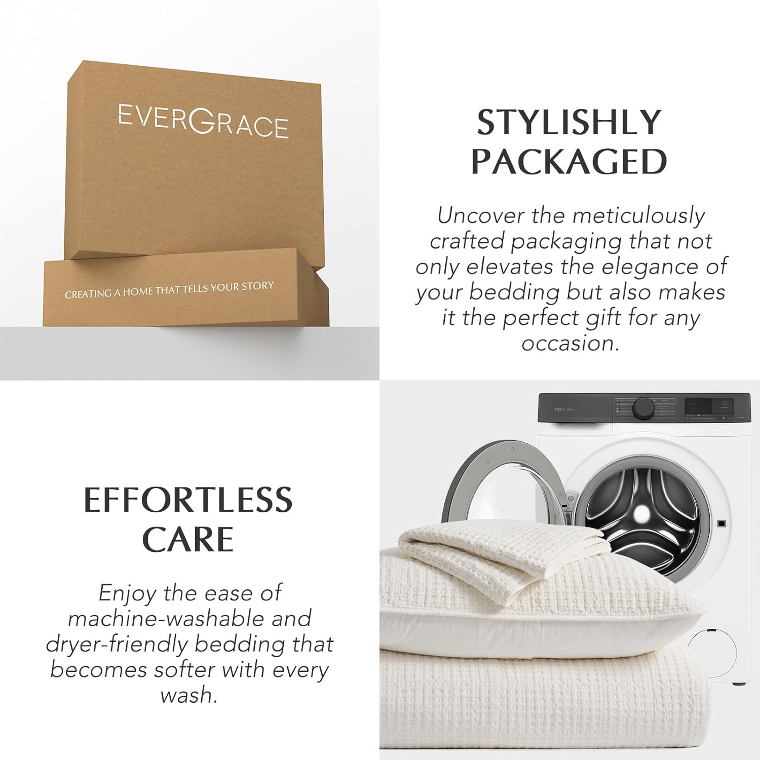 EVERGRACE Stonewashed 100% Natural Cotton Waffle Quilt Set King Size 3 Pieces, Soft, Breathable & Substantial Bedding, Quilted Coverlet Bedspread with 2 Shams for All Seasons, Bright White