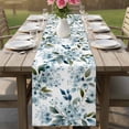 thumbnail image 4 of Watercolor Flowers Table Runner - 48 Inch Long Spring Floral Leaves Botanical Blue Cotton and Linen Blended Dress Scarves Farmhouse Table Runner for Kitchen Dining, Coffee Table, 13" x 48", 4 of 8