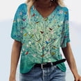 thumbnail image 1 of SMihono Hauts pour Femmes Été Décontracté Mode Féminine T-shirt Imprimé Manches Courtes Blouse Col Rond Hauts Décontractés T-shirt Oversize pour Femmes 2023, 1 of 4