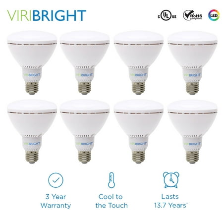 Viribright BR30 (8 Pack) LED Light Bulbs, 65 Watt Replacement, 2700K Warm White, E26 Base,