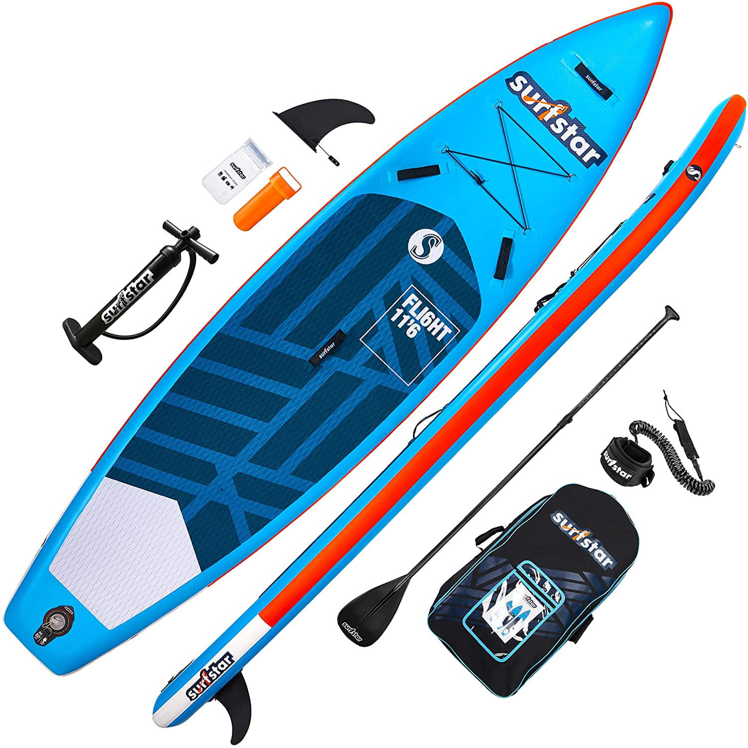 INTEY Inflatable Stand Up Paddle Board Three Fins for Excellent Tracking 10.6ft Durable Standing Boat with Great SUP Accessories & Backpack 6 Inches Thick Surf Control Non-Slip Deck 