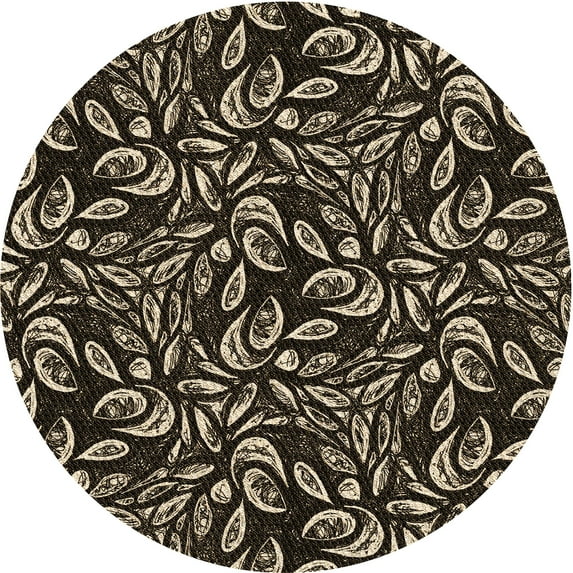 Ahgly Company Indoor Round Patterned Bullet Shell Brown Area Rugs, 3' Round