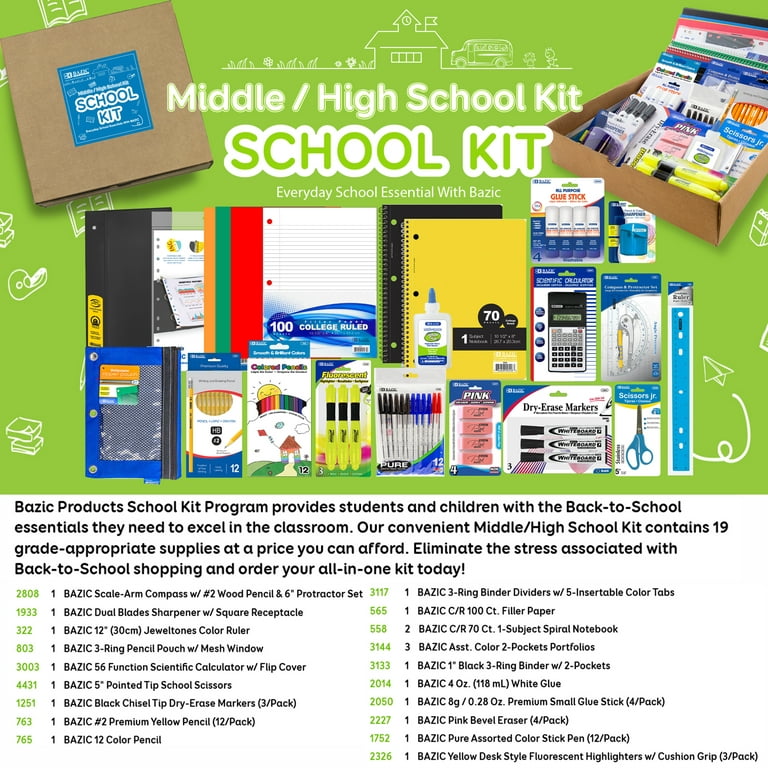 Back to School Supplies Bundle Basket - Elementary, Middle & High