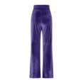 thumbnail image 6 of Women High Waist Velvet Yoga Pants Flared Stretchy Wide Leg Velvet Yoga Trousers Soft Plush Velour Bootcut Slacks, 6 of 7