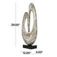 thumbnail image 4 of 12" x 29" Gray Mother of Pearl Shell Swirl Abstract Sculpture with Black Base, by DecMode, 4 of 14