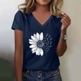 thumbnail image 2 of Plus Size Womens Clothes Womens Floral Tops Short Sleeve, Women's Sunshade Summer T Shirt Plus Size Loose Top Top Girls Short Sleeve Graphic Casual V Neck T Shirt Navy, S, 2 of 4