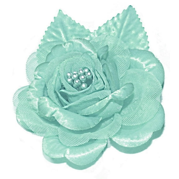 12 Silk Roses Wedding Favor Flower Corsage  - Aqua Blue