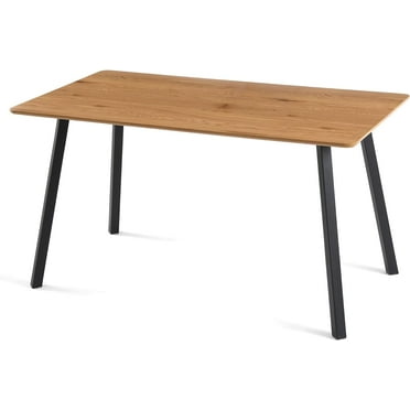 NORDICANA 49" Home Kitchen Dining Table Oak Wood Grain, Modern MDF Dinner Living Table Wipe Clean with Metal Frame for Home Kitchen Restaurant