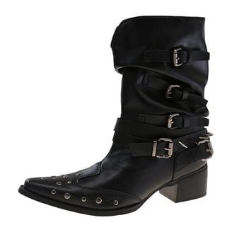 Fringe Cowboy Boots for Women Mid Calf Cowgirl Boots Pointed  display picture 2