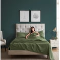 thumbnail image 5 of Mainstays Dreamy Soft 4-Piece Bed Sheet Set, 100% Cotton, 220 Thread Count Brushed and Washed Sateen, Deep Pocket, Queen, Bay Leaf, 5 of 6