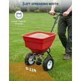 thumbnail image 3 of Memoryfield 80LB Broadcast Spreader 12FT Wide, 13" All-Terrain Wheels, Walk Behind Lawn Spreader for Lawn Fertilizer/Seed/Salt, Red, 3 of 9