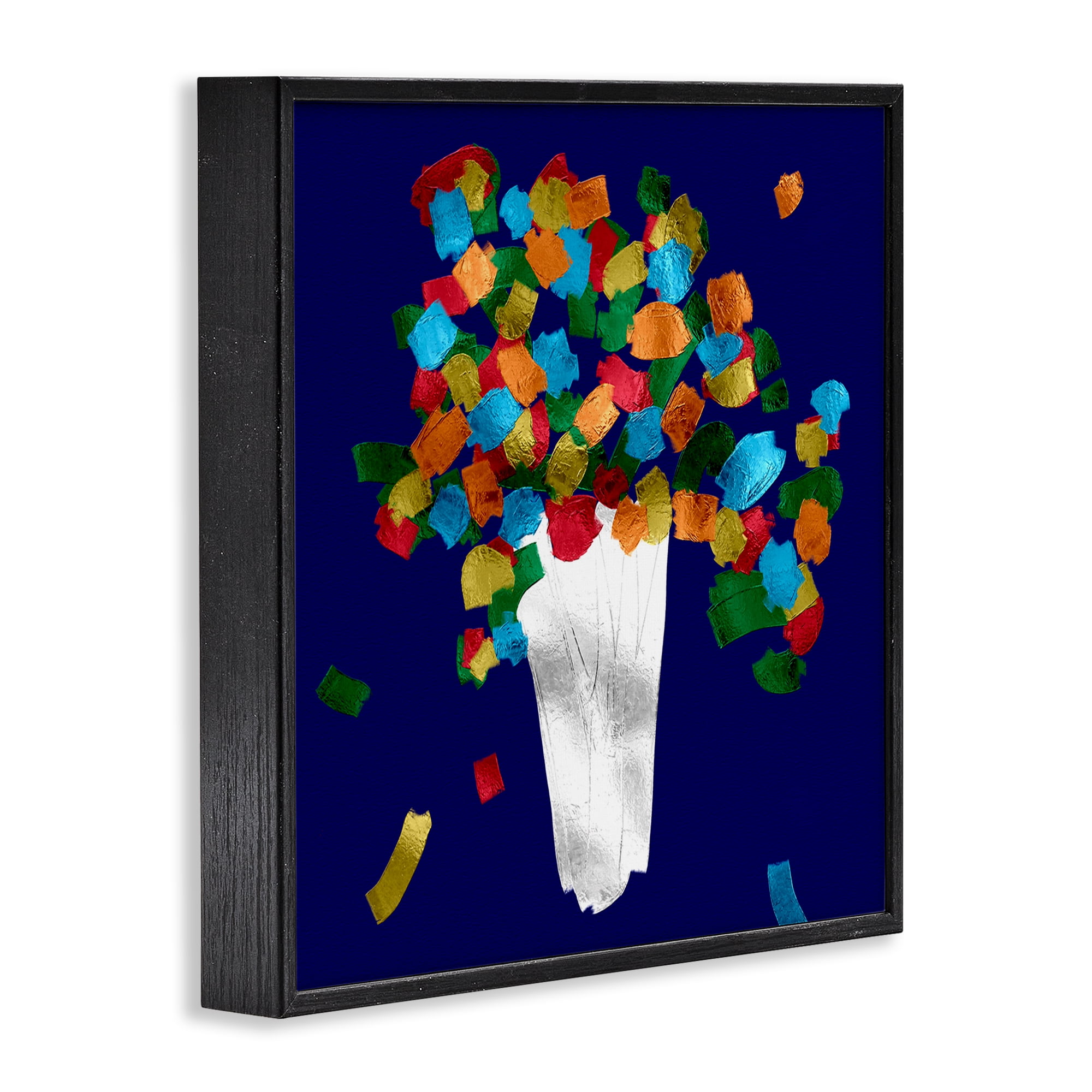 Stupell Industries Abstract Flower Vase Botanical & Floral Painting Black Framed Art Print Wall Art, 12 x 12