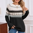 thumbnail image 6 of vigerkar Fair Isle Sweater Women Oversized Knit Vintage Crochet Cozy Long Sleeve Pullover Sweaters Fall Winter Outfits (Black, S), 6 of 9