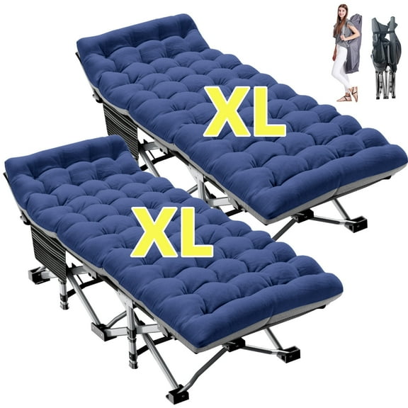 MOPHOTO 2 Pack 75"* 28" Heavy Duty Camping Cot for Adults, Portable Sleep Cot Bed with Mattresses for Home/Office Nap, Folding Bed with Carry Bag Support 880lbs