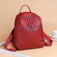 thumbnail image 1 of DEBGFS Women Backpack Tide Bag Wild Soft Leather Student Bag Simple Backpack,red, 1 of 3